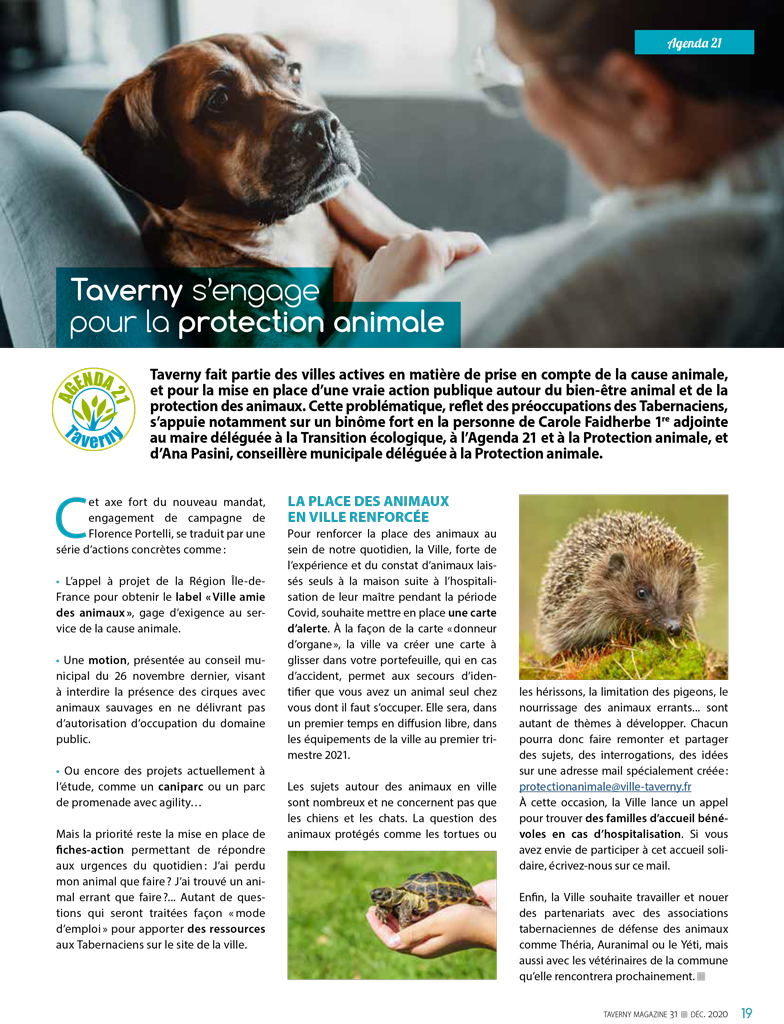 Taverny Mag 31 page 19 protection animale